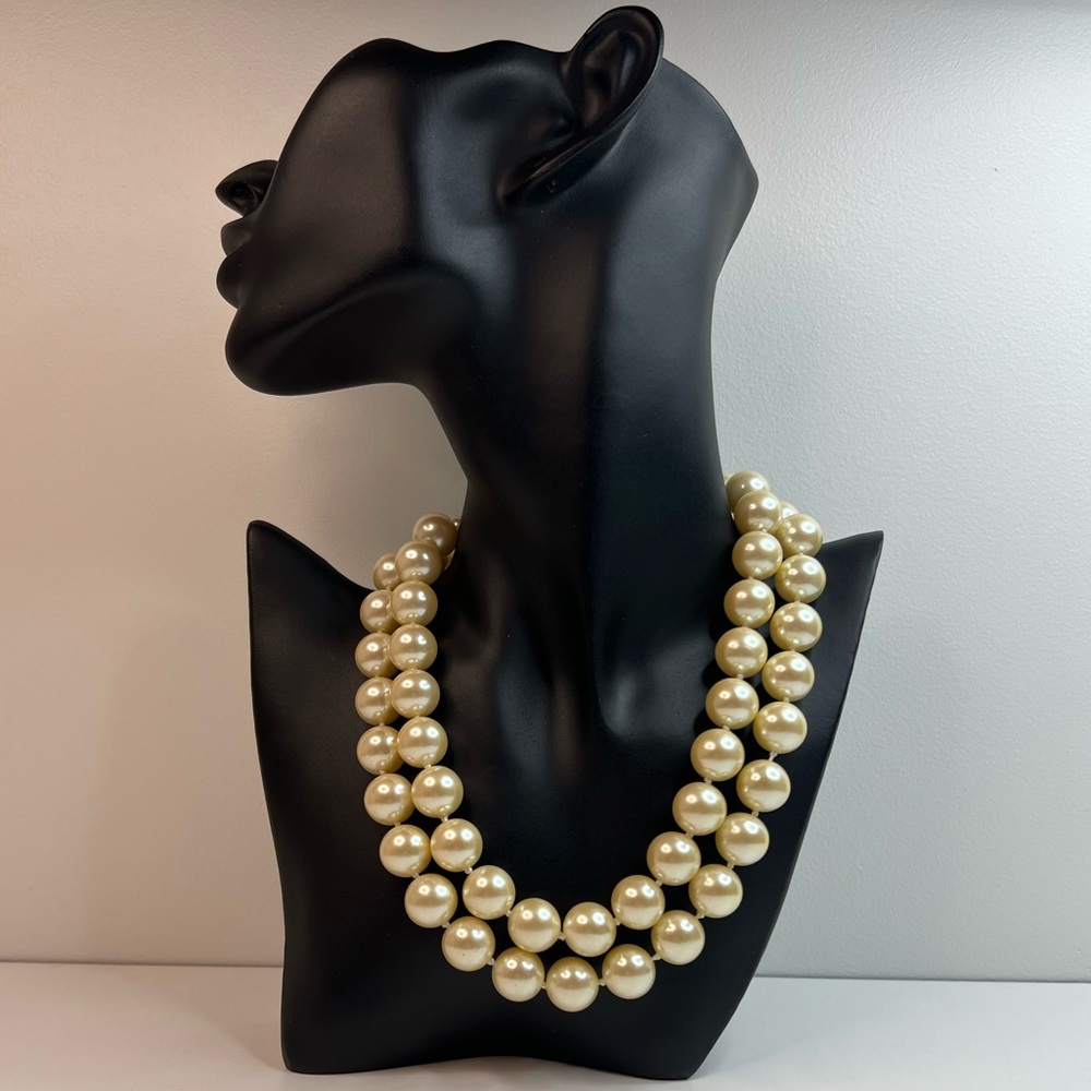 Vintage Carolee Faux Pearl Gold Tone Choker Necklace - Picture 1 of 16